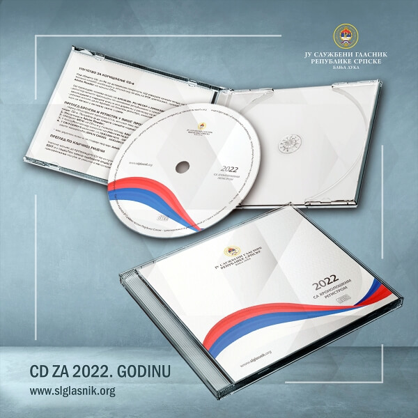 CD издање за 2022. годину - сви гласници из 2022. године и Хронолошки регистар прописа на једном мјесту!